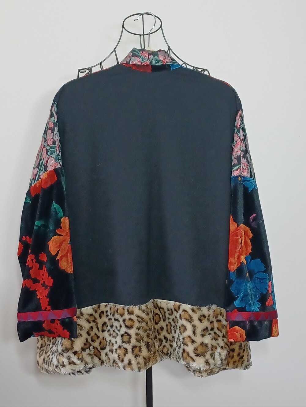 Zara Oversized Patchwork Kimono Jacket- Velvet & Faux Fur- Size M - Picture 4 of 7